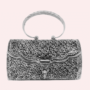 oxidized silver clutch purse